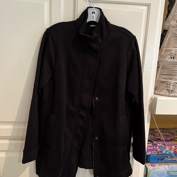 Black LANDS END sz MP 10/12 jacket pockets PICS LIGHTENED TO SHOW DETAILS - Picture 6 of 12